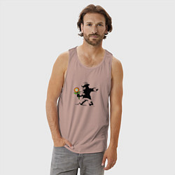 Майка мужская хлопок Banksy Mario, цвет: пыльно-розовый — фото 2