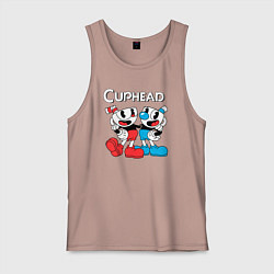 Майка мужская хлопок Cuphead Чашечки, цвет: пыльно-розовый