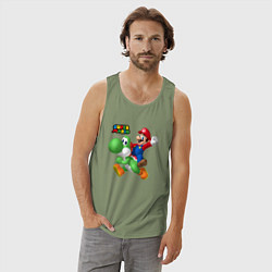 Майка мужская хлопок Mario and Yoshi Super Mario, цвет: авокадо — фото 2