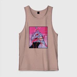 Майка мужская хлопок Ева 02 Neon Evangelion, цвет: пыльно-розовый