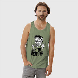 Майка мужская хлопок Virtual reality Dinosaur, цвет: авокадо — фото 2