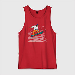 Майка мужская хлопок Сноубордист snowboard, цвет: красный