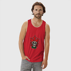 Майка мужская хлопок Canada Skull, цвет: красный — фото 2