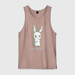 Майка мужская хлопок Заяц хочет кофе, цвет: пыльно-розовый