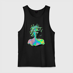 Майка мужская хлопок Gorgon Medusa Vaporwave Neon, цвет: черный