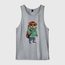 Мужская майка Прикольный мишутка гитарист Cool teddy bear guitar