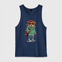 Мужская майка Прикольный мишутка гитарист Cool teddy bear guitar