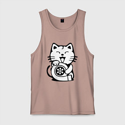 Майка мужская хлопок JDM Cat & Engine Japan, цвет: пыльно-розовый