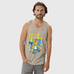 Майка мужская хлопок The SimpsonsСемейка Симпсонов, цвет: миндальный — фото 2