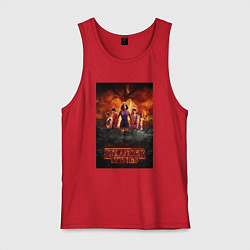 Майка мужская хлопок Очень странные дела, персонажи, цвет: красный