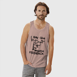Майка мужская хлопок Инженер - I only give negative feedback, цвет: пыльно-розовый — фото 2