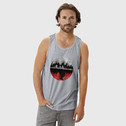 Майка мужская хлопок Stranger Things Moon, цвет: меланж — фото 2