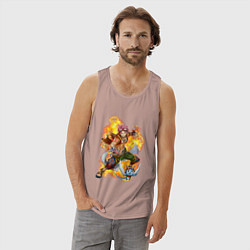 Майка мужская хлопок Нацу Драгнил и Хеппи, цвет: пыльно-розовый — фото 2