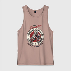 Майка мужская хлопок Мотокросс moto sport, цвет: пыльно-розовый