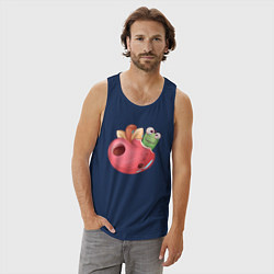 Майка мужская хлопок Червяк в яблоке, цвет: тёмно-синий — фото 2