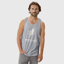 Майка мужская хлопок Белые шрамы лого винтаж, цвет: меланж — фото 2