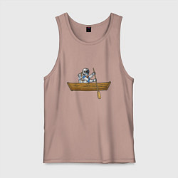 Мужская майка Космонавт в лодке