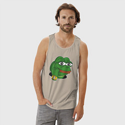 Майка мужская хлопок Пепе Лягушонок советует думать, цвет: миндальный — фото 2