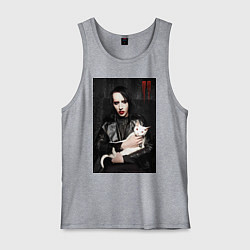 Майка мужская хлопок Marilyn Manson and cat, цвет: меланж