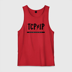 Майка мужская хлопок TCPIP Connecting people since 1972, цвет: красный