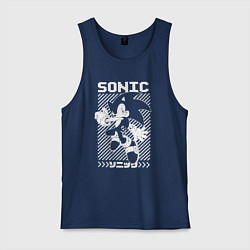 Майка мужская хлопок Sonic - game, цвет: тёмно-синий