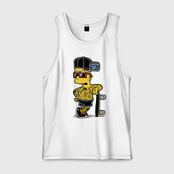 Майка мужская хлопок Скейтер Барт Симпсон весь в татухах, цвет: белый