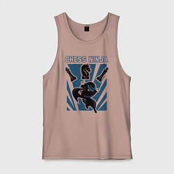 Майка мужская хлопок Ниндзя шахмат, цвет: пыльно-розовый