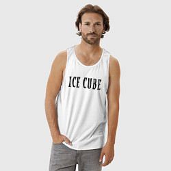 Майка мужская хлопок Ice Cube - logo, цвет: белый — фото 2