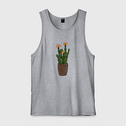 Майка мужская хлопок Цветущий кактус, цвет: меланж
