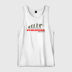 Майка мужская хлопок Эволюция в игрока в пул, цвет: белый