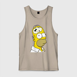 Майка мужская хлопок Гомер Симпсон - нет подключения к интернету, цвет: миндальный