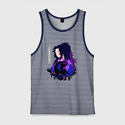 Майка мужская хлопок Клинок рассекающий демонов: Кокушибо высшая луна, цвет: синяя тельняшка