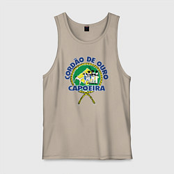Майка мужская хлопок Cordao de ouro Capoeira flag of Brazil, цвет: миндальный