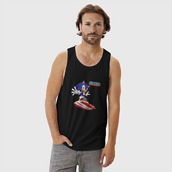 Майка мужская хлопок Sonic - hedgehog - skateboarding, цвет: черный — фото 2