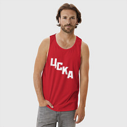 Майка мужская хлопок ЦСКА надпись по диагонали, цвет: красный — фото 2