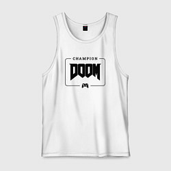 Майка мужская хлопок Doom gaming champion: рамка с лого и джойстиком, цвет: белый