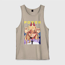 Майка мужская хлопок Пауэр с рожками, цвет: миндальный