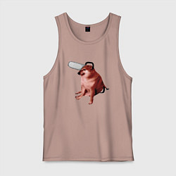 Майка мужская хлопок Чимс - человек бензопила - Мем, цвет: пыльно-розовый