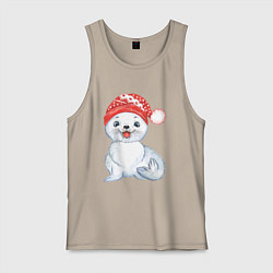 Мужская майка Новогодний тюлень