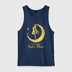 Майка мужская хлопок Sailor Moon gold, цвет: тёмно-синий