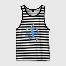 Майка мужская хлопок Lumpy eyes, цвет: черная тельняшка