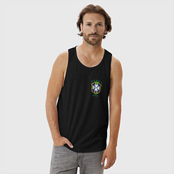 Майка мужская хлопок Сборная Бразилии, цвет: черный — фото 2