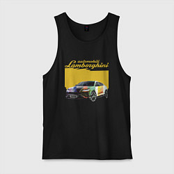 Майка мужская хлопок Lamborghini Urus - Italy, цвет: черный