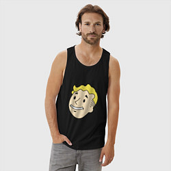 Майка мужская хлопок Vault boy head, цвет: черный — фото 2