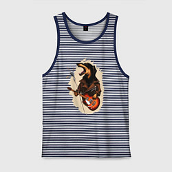 Майка мужская хлопок Такса рокер, цвет: синяя тельняшка