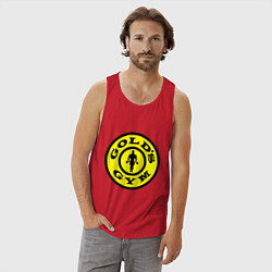 Майка мужская хлопок Golds GYM, цвет: красный — фото 2