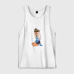 Майка мужская хлопок Девочка морячка, цвет: белый