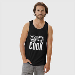 Майка мужская хлопок Worlds okayest cook, цвет: черный — фото 2