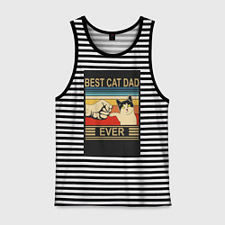 Майка мужская хлопок Лучший кошачий папа на свете, цвет: черная тельняшка