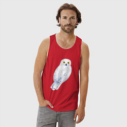 Майка мужская хлопок Белая полярная сова, цвет: красный — фото 2